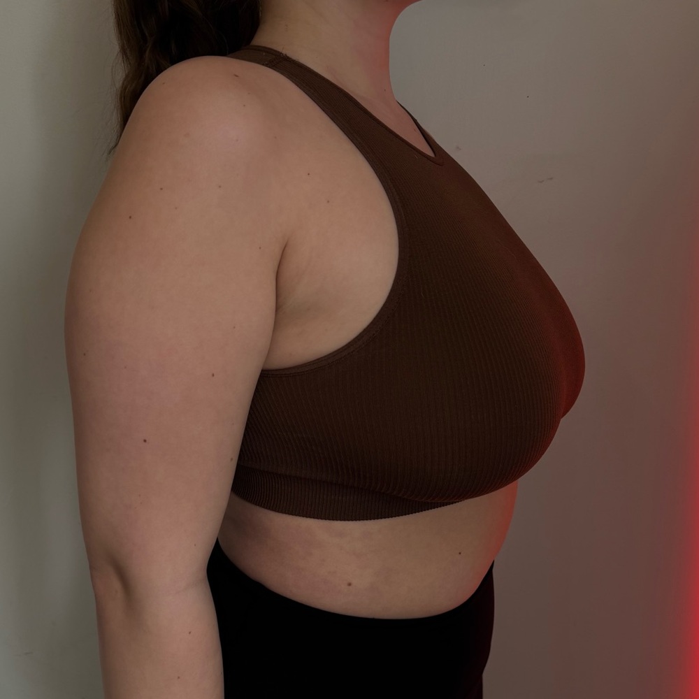 Brown Ribbed Crop Top - Picture 3 of 3